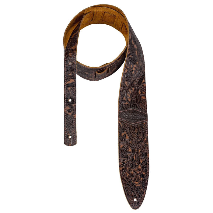 Luna Guitars Leather Guitar Strap - Paisley Brown (LTH SLDR BR)