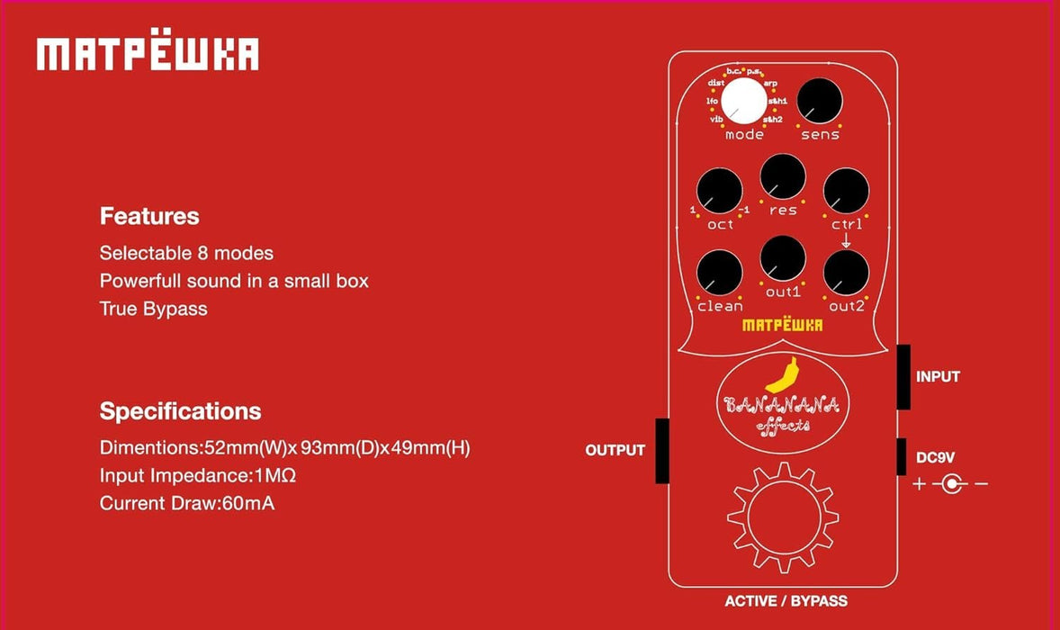 Bananana Effects Bass Synth Pedal (MATRYOSHKA)