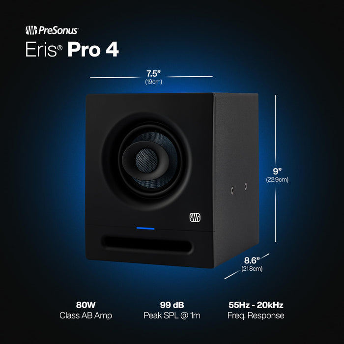 PreSonus Eris Pro 4 Studio Monitor — Bi-Amped Active Coaxial 4.5-inch