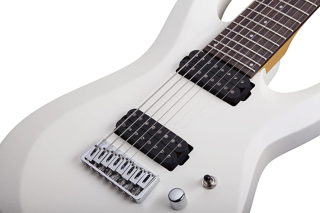 Schecter C-8 DELUXE Satin White 8-String Solid-Body Electric Guitar, Satin White