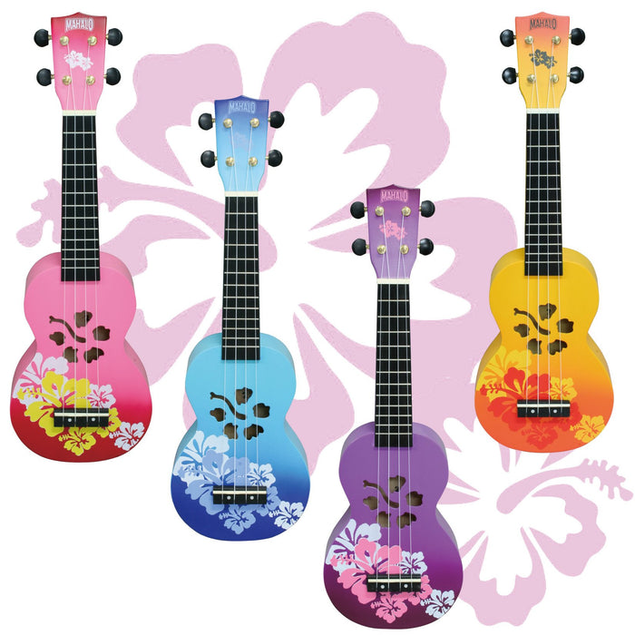 Mahalo Designer Series MD1HB Soprano Ukulele, Blue Burst with Gig Bag