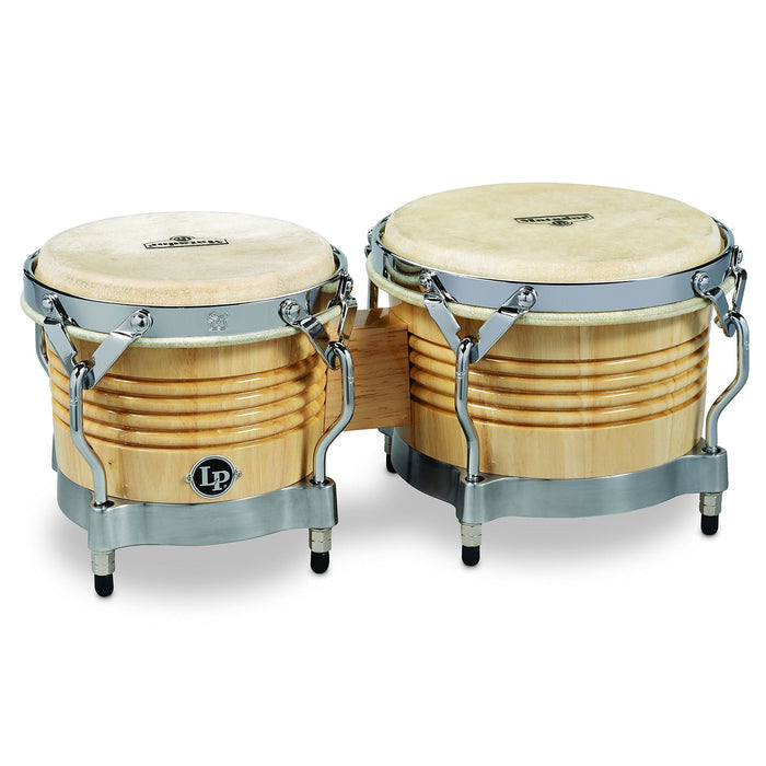 Latin Percussion M201-AWC LP Matador Wood Bongos - Natural/Chrome 8.625-inch