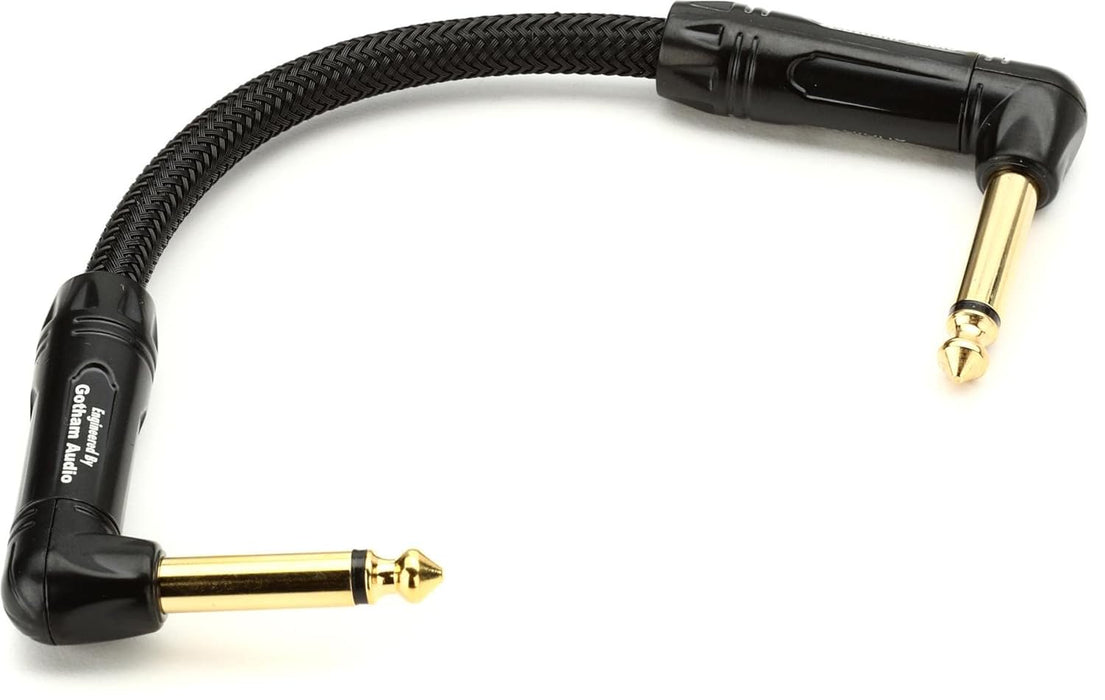 Warm Audio Prem-TS-2RT-6" Premier Series Right Angle to Right Angle TS Patch Cable - 6-inch, Black/Gold (Prem-TS-2RT-6inch)
