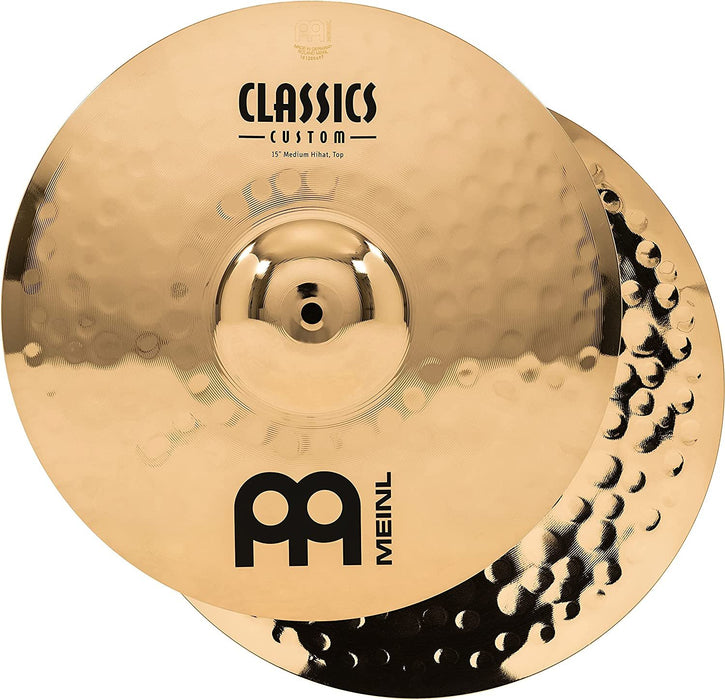 Meinl 15" Medium Hihat (Hi Hat) Cymbal Pair - Classics Custom Brilliant - Made in Germany, 2-YEAR WARRANTY (CC15MH-B)