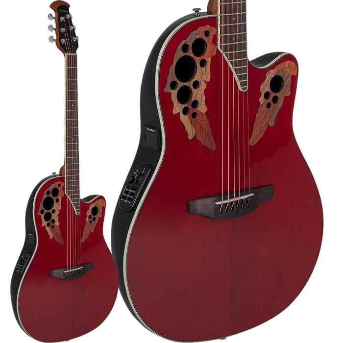 Ovation Celebrity Super Shhallow Cutaway Electric Acoustic Guitar Ruby Red (CE48-RR-G)