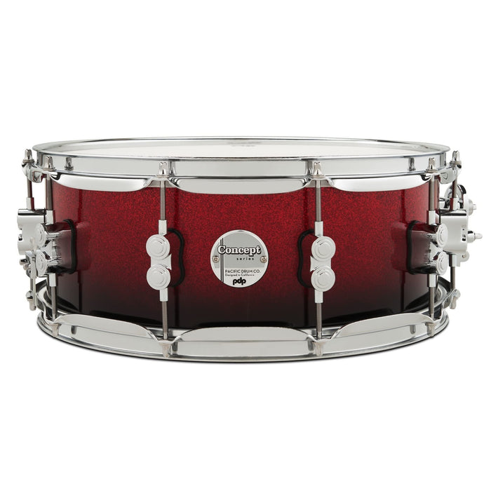 PDP Concept Maple 5.5x14 Red to Black Fade Lacquer Snare (PDCM5514SSRB)