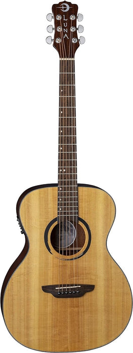 Luna Guitars 6 String Wabi Sabi Folk Solid Top Acoustic/Electric Guitar, Satin Natural, Right, E