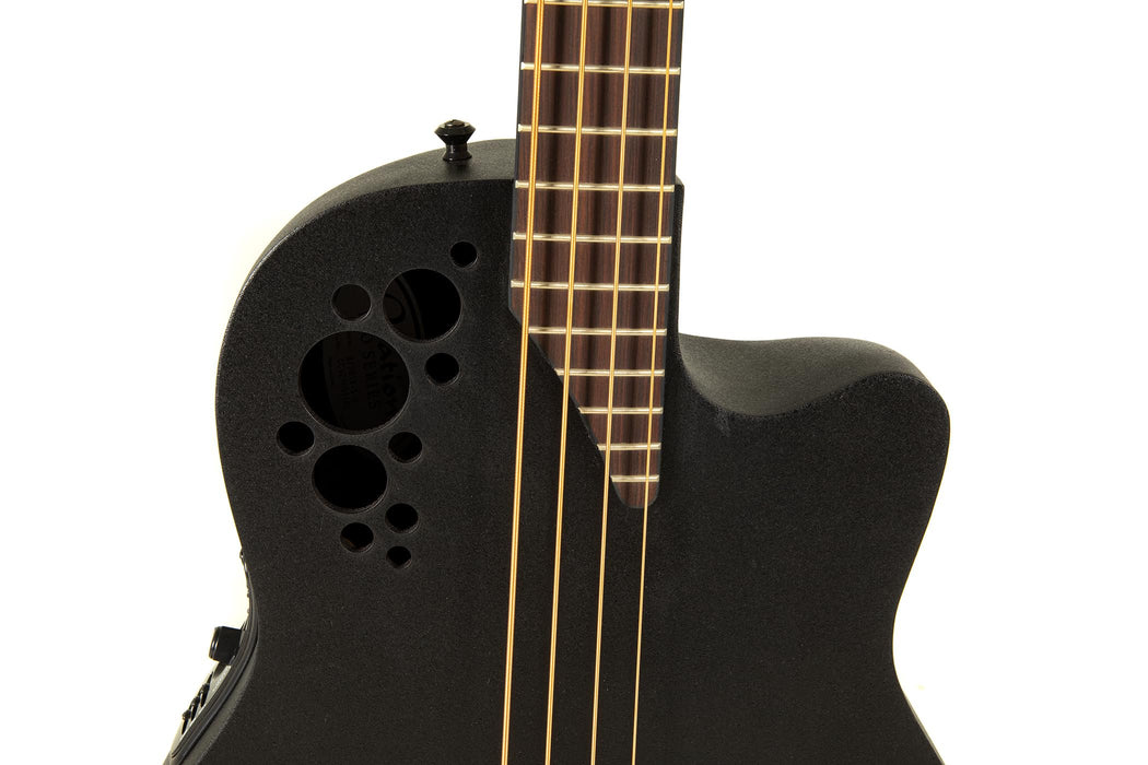 Ovation E-Acoustic Bass Pro Series Elite B778TX Mid Cutaway - 4-String - Solid A-Grade Sitka Spruce Top - Lyrachord Body - Strings Adamas Nuova Coated - Black Textured - B778TX-5-G