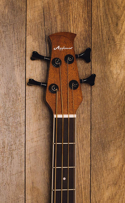 Ovation Applause 4 String Acoustic-Electric Bass Guitar, Right, Transparent Black Flame Maple (AEB4IIP-TBKF)