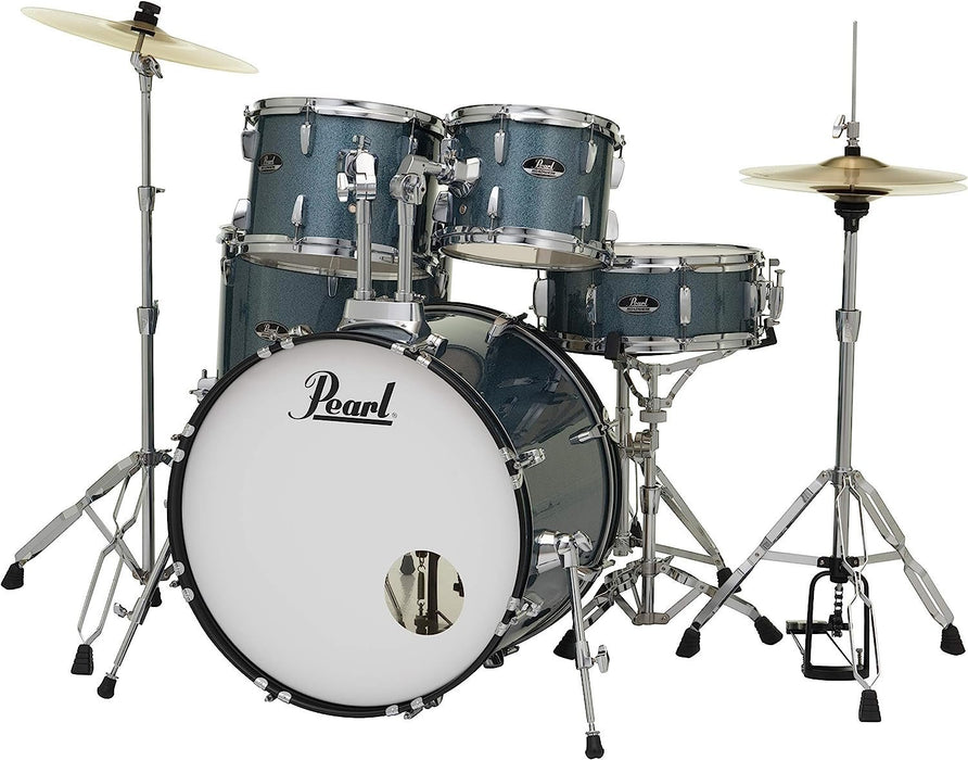 Pearl Roadshow 5-piece Complete Drum Set with Cymbals - 22" Kick - Aqua Blue Glitter