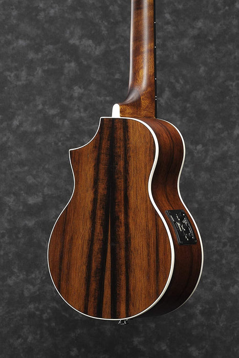 Ibanez UEW13MEE Cutaway Concert Ukulele Macassar Ebony Dark Brown Open Pore