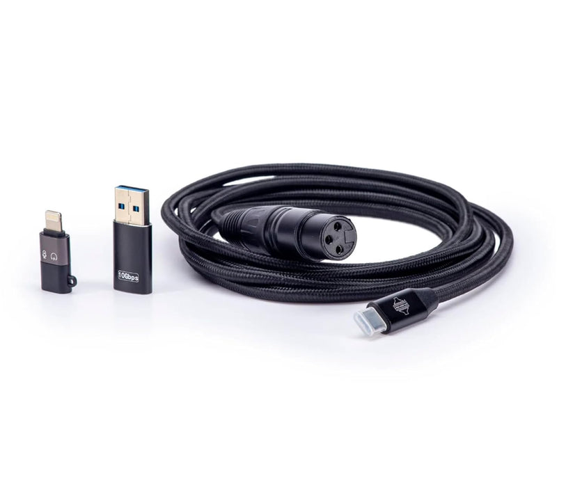 Sontronics XLR to USB-C Type Cable with Smartphone and USB-A Type Connectors, Black
