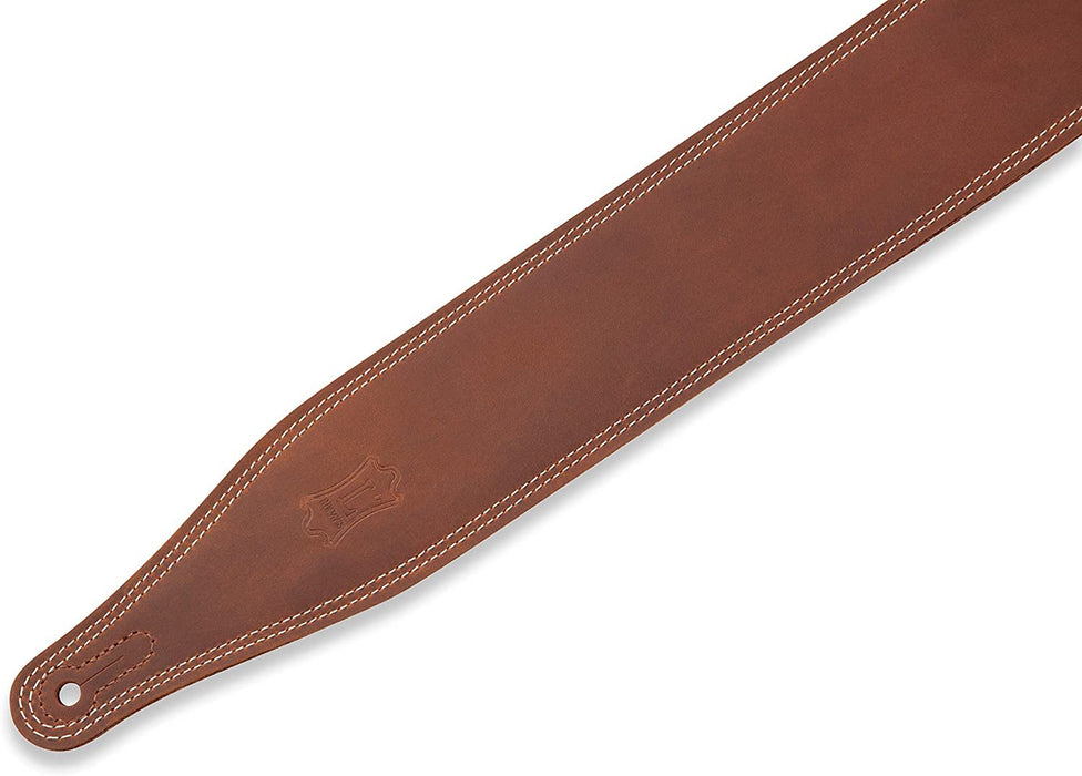 Levy's Leathers Butter Double Stitch 2.5" wide Garment Leather Guitar Strap; Deluxe Series - Brown (M17BDS-BRN)