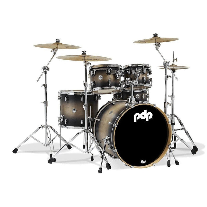 PDP Concept Maple 5-Piece Shell Pack, Satin Charcoal Burst Lacquer w/Chrome Hardware (PDCM2215SCB)