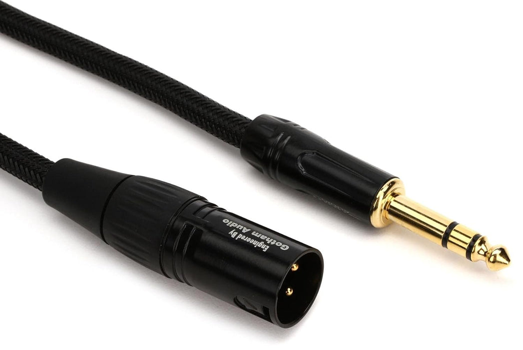 Warm Audio Premier Series XLR Male to TRS Male Cable, 6 Foot, Black/Gold