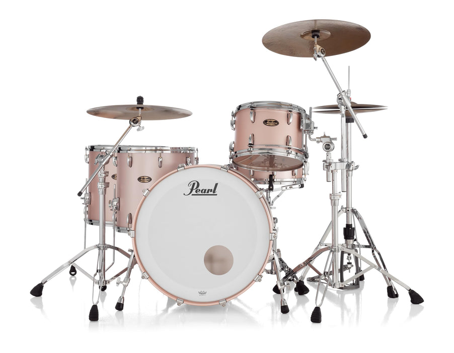 Pearl Masters Maple Gum 3-Piece Shell Pack 24x14 Bass Drum 16x16 Floor Tom 13x9 Tom Satin Rose Gold