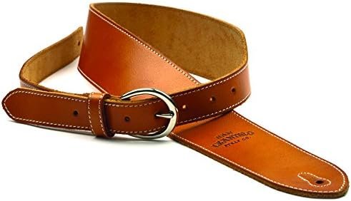 San Leandro Strap LB-124 Deluxe Leather Guitar Strap, Tan