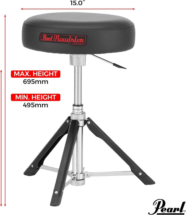 Pearl Roadster Drum Throne Seat Tri-Lateral Gas Lift Stool (D1500TGL)