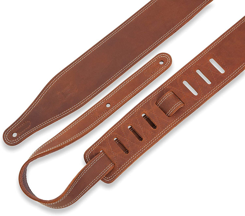 Levy's Leathers Butter Double Stitch 2.5" wide Garment Leather Guitar Strap; Deluxe Series - Brown (M17BDS-BRN)