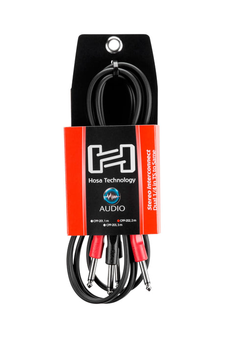 Hosa CPP-202 Dual 1/4 Inch TS to Dual 1/4 Inch TS Stereo Interconnect Cable, 6.6 Feet