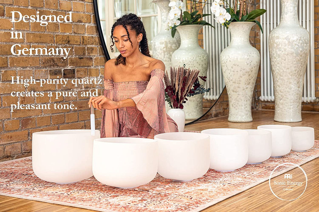 Crystal Singing Bowl Set, 7 Pieces, High-purity Quartz 432 Hz Tuning — for Meditation, Chakra Healing, Sound Therapy and Yoga, White Frosted, 2-YEAR WARRANTY