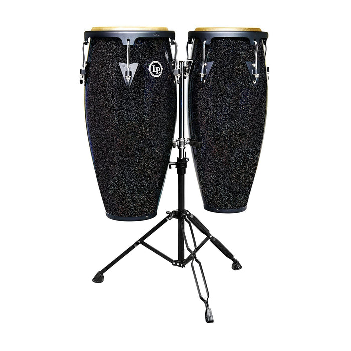 LP Aspire Series 10/11" Black Magic Conga Set Black Galaxy Sparkle Lacquer w/Stand (LPA646-BM)