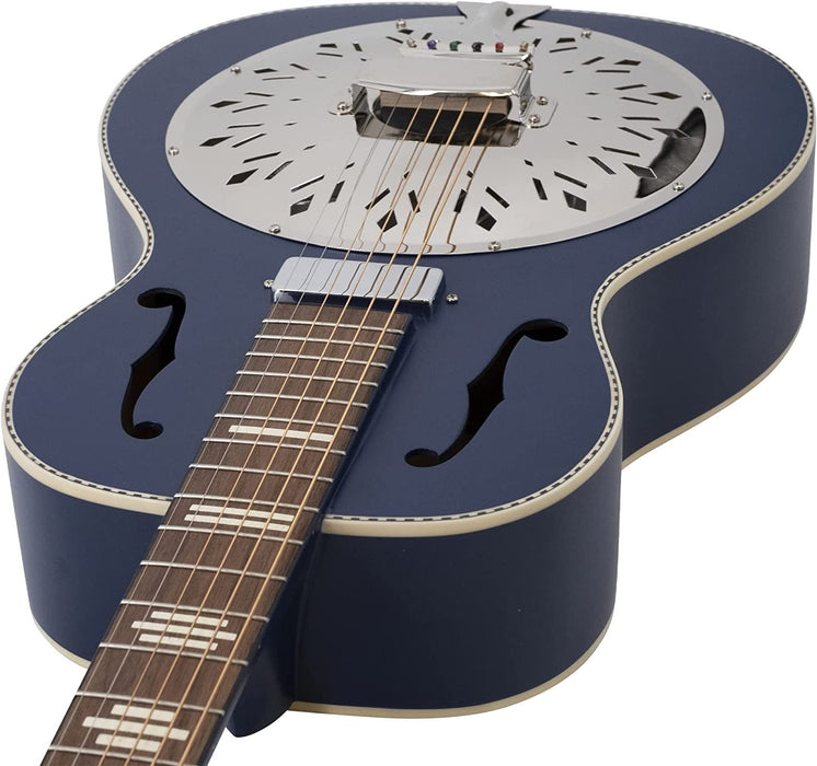 Recording King 6 String Resonator Guitar, Right, Wabash Blue (RPH-R2-E-MBL)