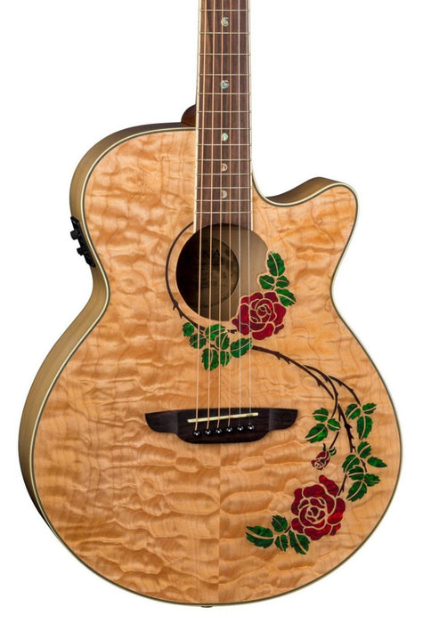Luna Flora Rose Acoustic-electric Guitar - Gloss Natural Quilted Maple