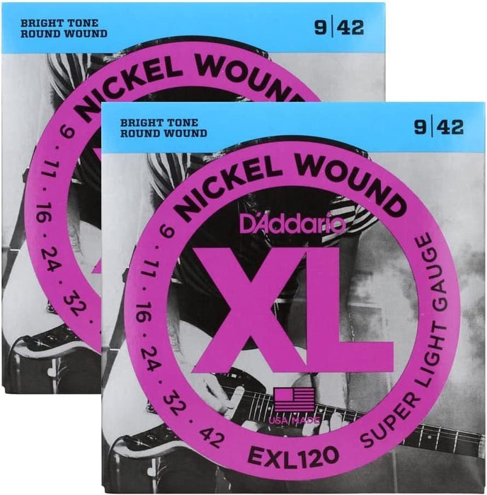 D'Addario Super Light Nickel Wound Electric Guitar Strings 9-42 2 Pack