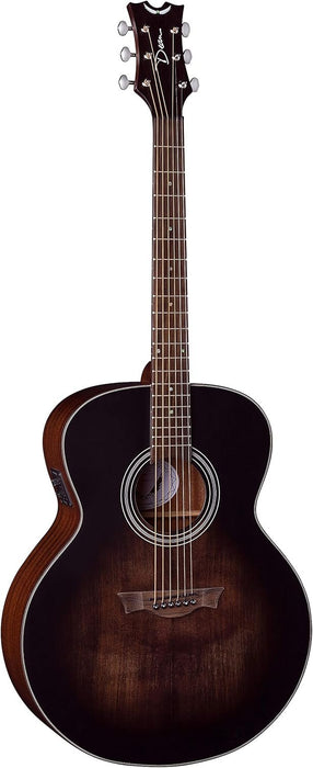 Dean Guitars 6 String St Augustine Jumbo Solid Top Acoustic/Electric Guitar, Right, Satin Vintage Black Burst (SA E VB)