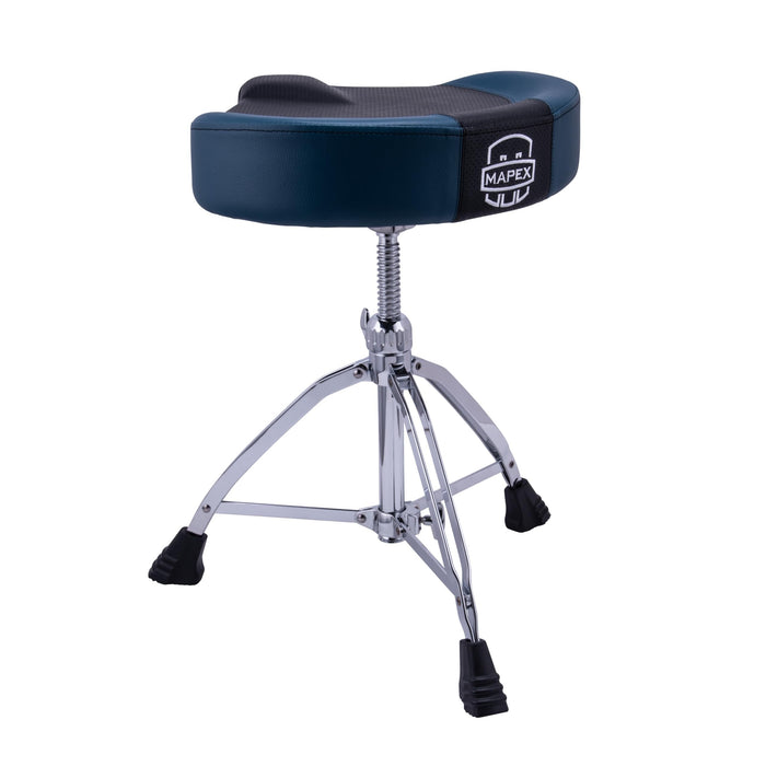 Mapex 800 Series Double Braced 3-Leg Leatherette Breathable Saddle Throne - Blue (T855BL)