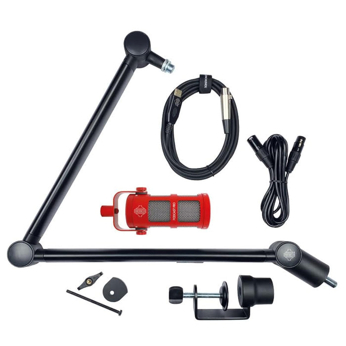 Sontronics Voicecasting Pack - Podcast/Streaming/Broadcast Microphone Set, Red