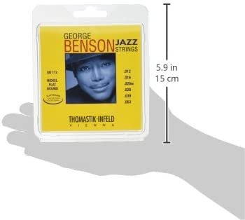 Thomastik-Infeld GB112 Jazz Guitar Strings: George Benson 6 String Set - Pure Nickel Flat Wounds E, B, G, D, A, E Set