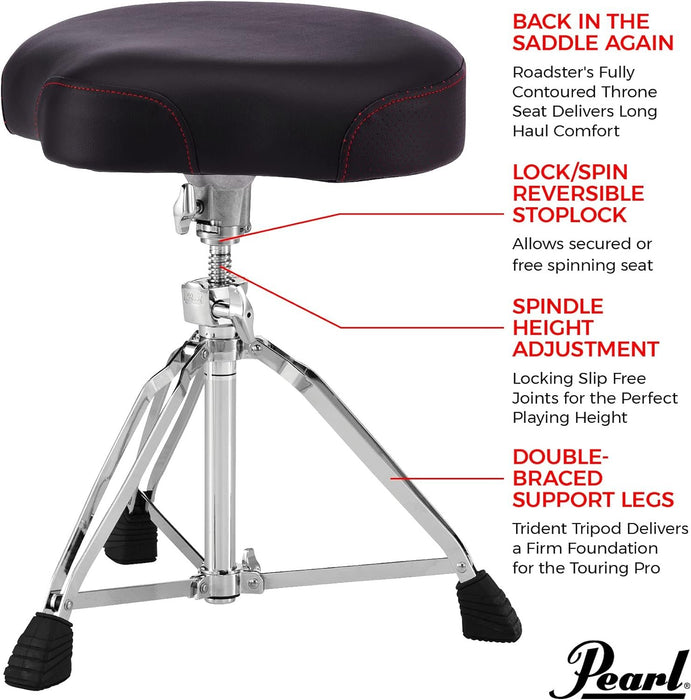 Pearl Roadster Drum Throne Seat Tri-Lateral Gas Lift Stool (D1500TGL)