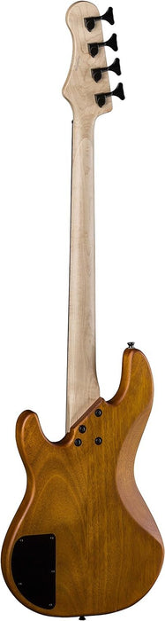 Luna Tattoo 34" Long Scale Electric Bass Guitar, Satin Natural