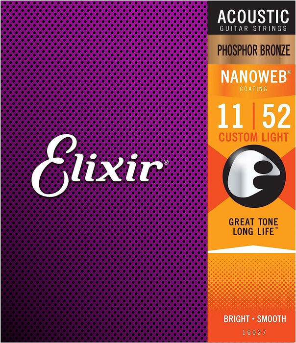 Elixir 16027 Acoustic PB Nano Custom Light 11-52 (6 Pack Bundle)