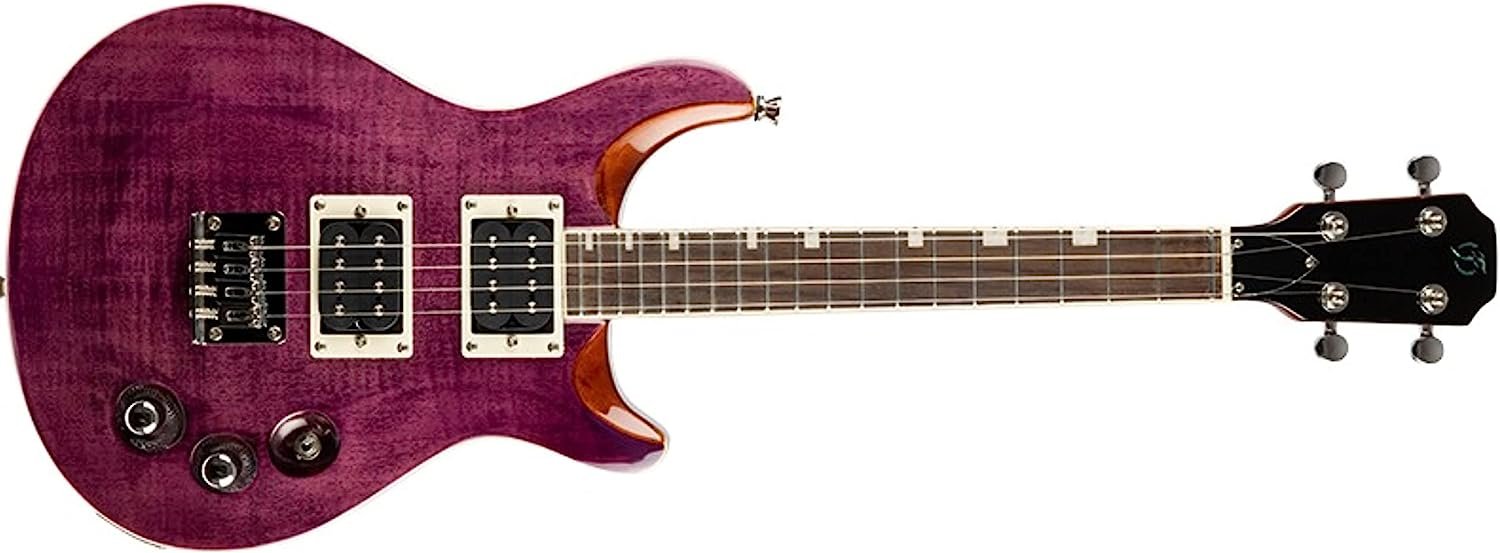 Flight Vanguard Solid Body Transparent Purple Electric Ukulele (ALMVANTETPP)