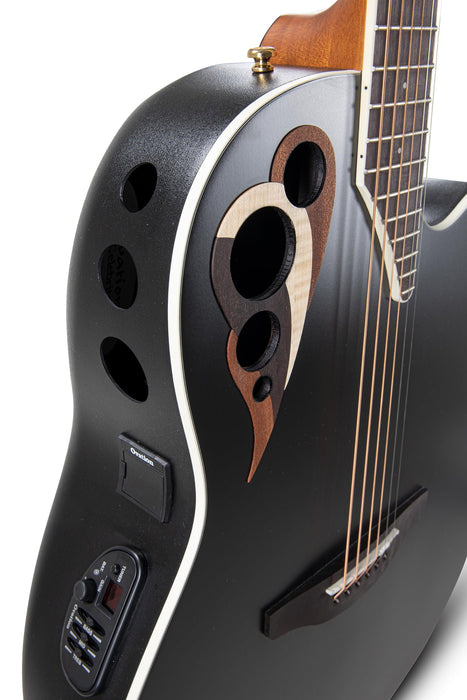 Ovation Celebrity Elite Deluxe Electric Acoustic Guitar Solid Spruce Top - Black Satin (CDX40-5-G)