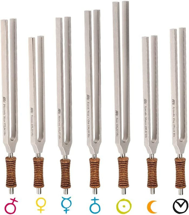 Planetary Therapy Tuning Fork 7 Piece Chakra Set with Exact Pitch and Frequency — MADE IN GERMANY — For Meditation, Sound Healing and Yoga, 2-YEAR WARRANTY