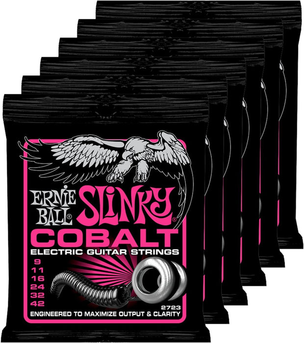 6 Sets of Ernie Ball 2723 Cobalt Super Slinky Elecric Guitar Strings