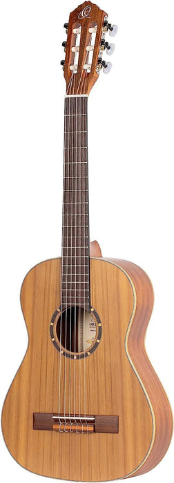 Ortega Guitars R122-1/2 Family Series 1/2 Body Size Nylon 6-String Guitar with Cedar Top, Mahogany/Satin Finish/Natural