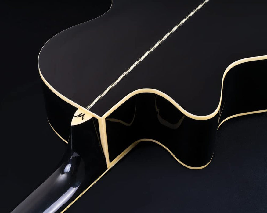 Washburn Festival Series Mini Jumbo Cutaway Acoustic Electric Guitar, Black (EA12B-A-U)