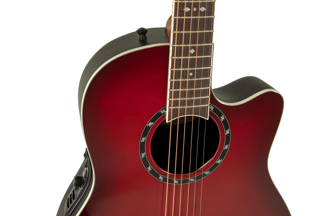 Ovation Electric Acoustic Guitar Pro Series Standard Balladeer 2771AX - Solid A-Grade Sitka Spruce Top - Deep Contour Lyrachord Body - Strings Adamas Nuova Coated - Cherry Burst - 2771AX-CCB-G