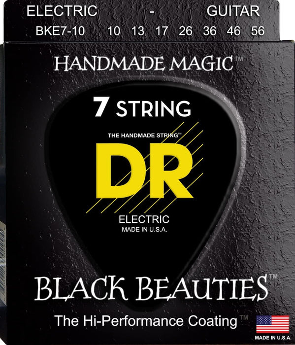 DR Strings BKE7-10 Black Beauties Electric Guitar Strings, Medium 7-String, 10-56