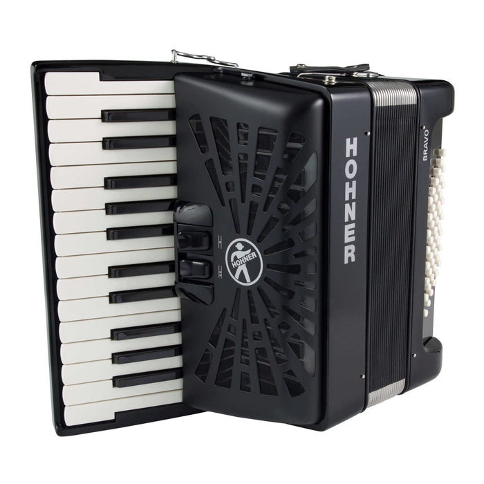 Hohner Bravo II 48 Chromatic Piano Key Accordion (Black)
